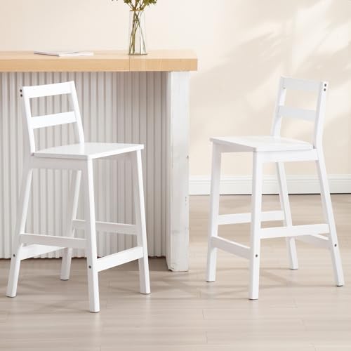 Bar Stools Set of 4, 26 Inch Counter Height Farmhouse Bar Chairs, Modern Solid Wood Barstools for Home Pub/Bistro/Kitchen Island/Breakfast Bar, Black