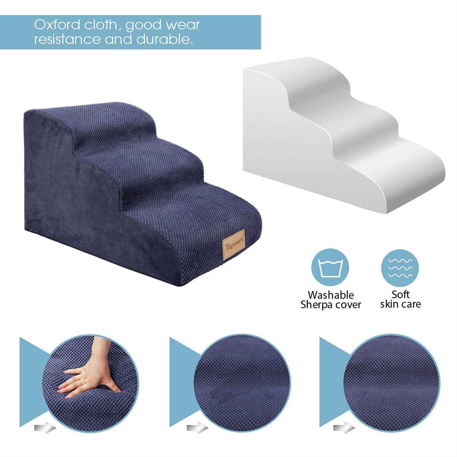 Topmart 3 Tiers Foam Dog Ramps/Steps,Non-Slip Dog Steps,Extra Wide Deep Dog Stairs,High Density Foam Pet Stairs/Ladder,Best for Older Dogs,Cats - Pet Supplies online store