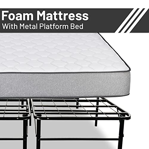 Zayton, 14-Inch Quickbase Metal Platform Bed Frame Foundation with 5