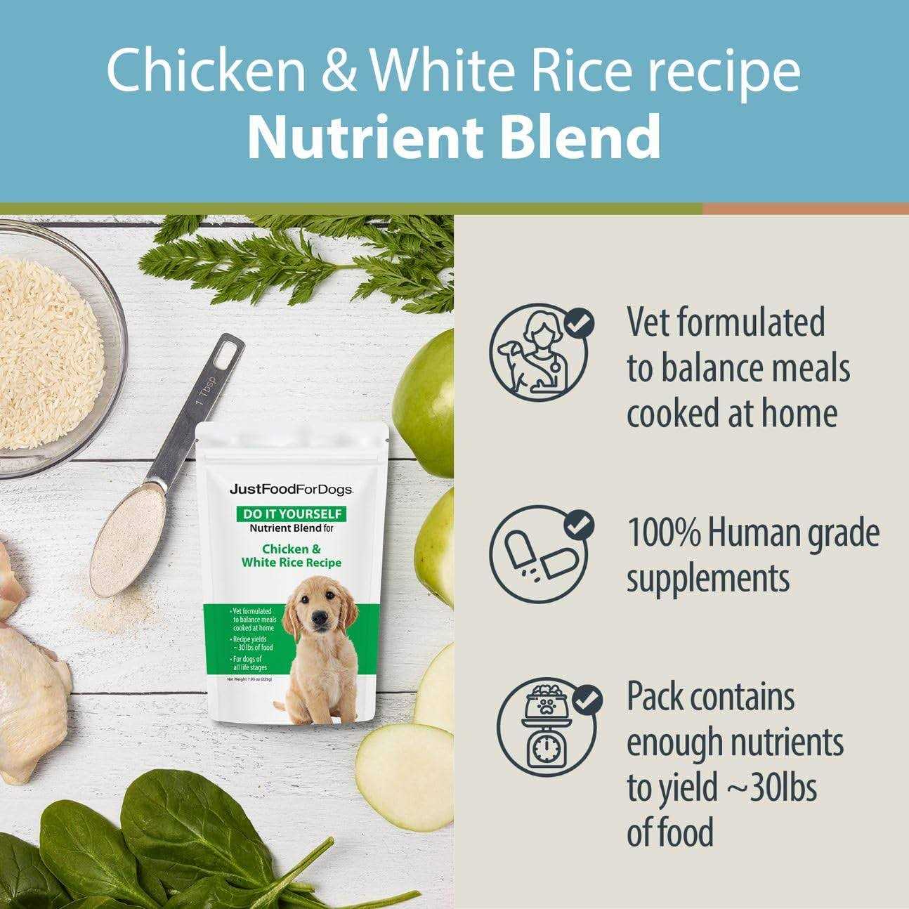 JustFoodForDogs DIY Nutrient Blend For Homemade Dog Food - Pet Supplies online store