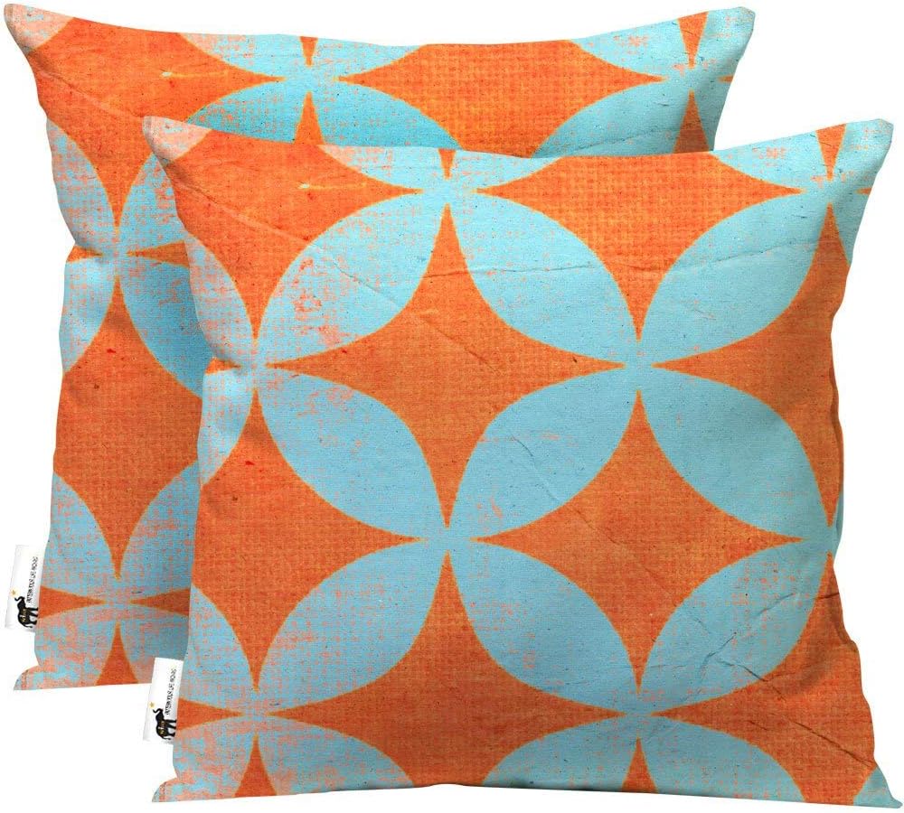 Vibrant Retro Orange Outdoor/Indoor Throw Pillow Covers for Your Patio -Set of 2 (18x18 Cover only)