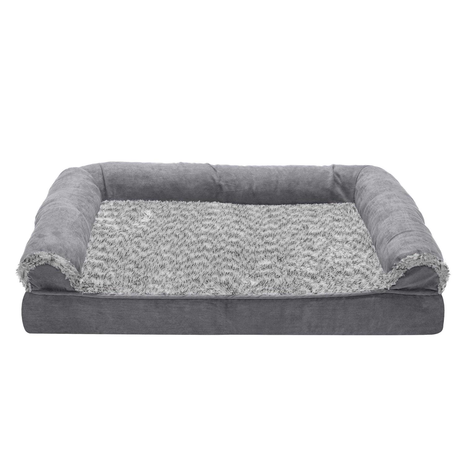 FurHaven Two-Tone Faux Fur Suede Orthopedic Sofa Dog Bed - Pet Supplies online store