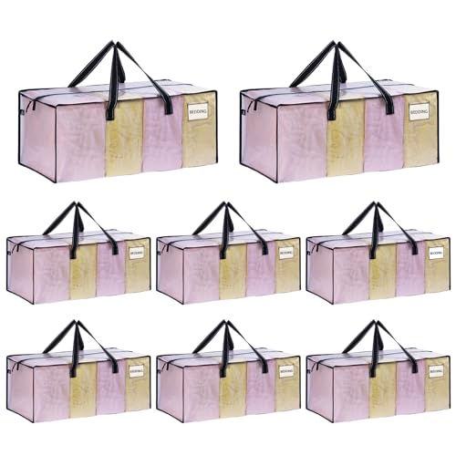 VENO 4 Pack Moving Bags Plastic Storage Totes Clothes Organization Large W Lid/Zipper. Packing Boxes/Bins Alternative. Space Saving Foldable College Supplies Essentials (Dark Gray, 4 Pack)