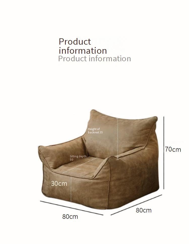 Experience Ultimate Comfort with The Leather Lazy Sofa - Luxury Lounge Chair for Relaxation At Home! (Oil wax leather retro brown [single seat sofa + bench])