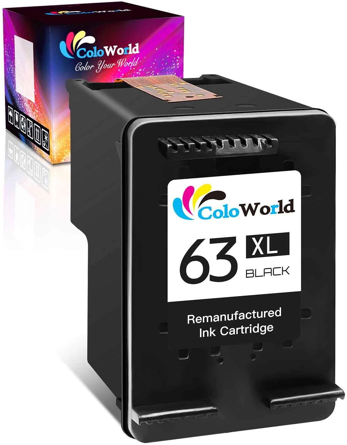 ColoWorld Remanufactured Ink Cartridge Replacement for HP 63XL 63 XL fit for Envy 4520 3634 for OfficeJet 3830 3831 5252 4650 5258 5255 for DeskJet 3636 3630 1112 1110 3637 3639 Printer (1 Black)