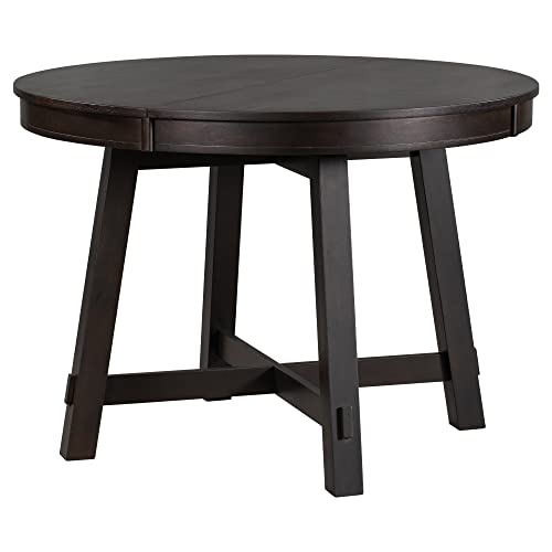 Round Dining Table for 4-6, 1 Extendable Table (42