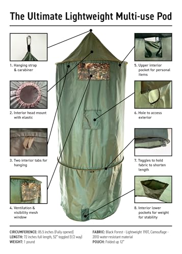 Portable Collapsible Multi-Use Shelter, On-The-Go Bathroom, Changing Room, Camp Shower, Emergency Tent, Sensory Safe Space (Black Forest Green)