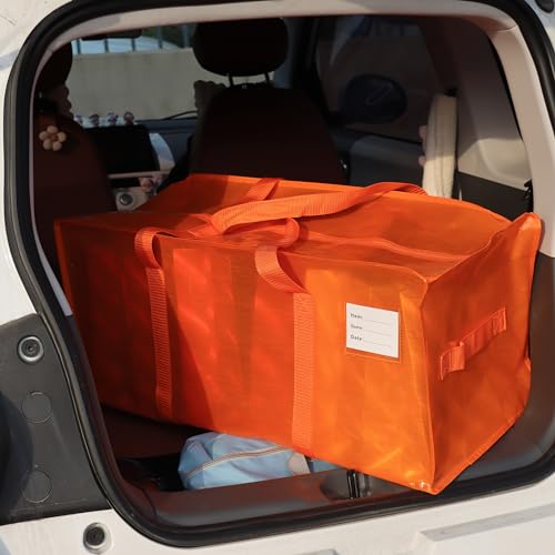 Pink Large Moving Bags, 6 Pcs Thick Storage Bags with Side Handles & Tag Pocket, Reusable Storage Totes for Space Saving, Clothes Storage, College Dorm, Travel, Moving Supplies