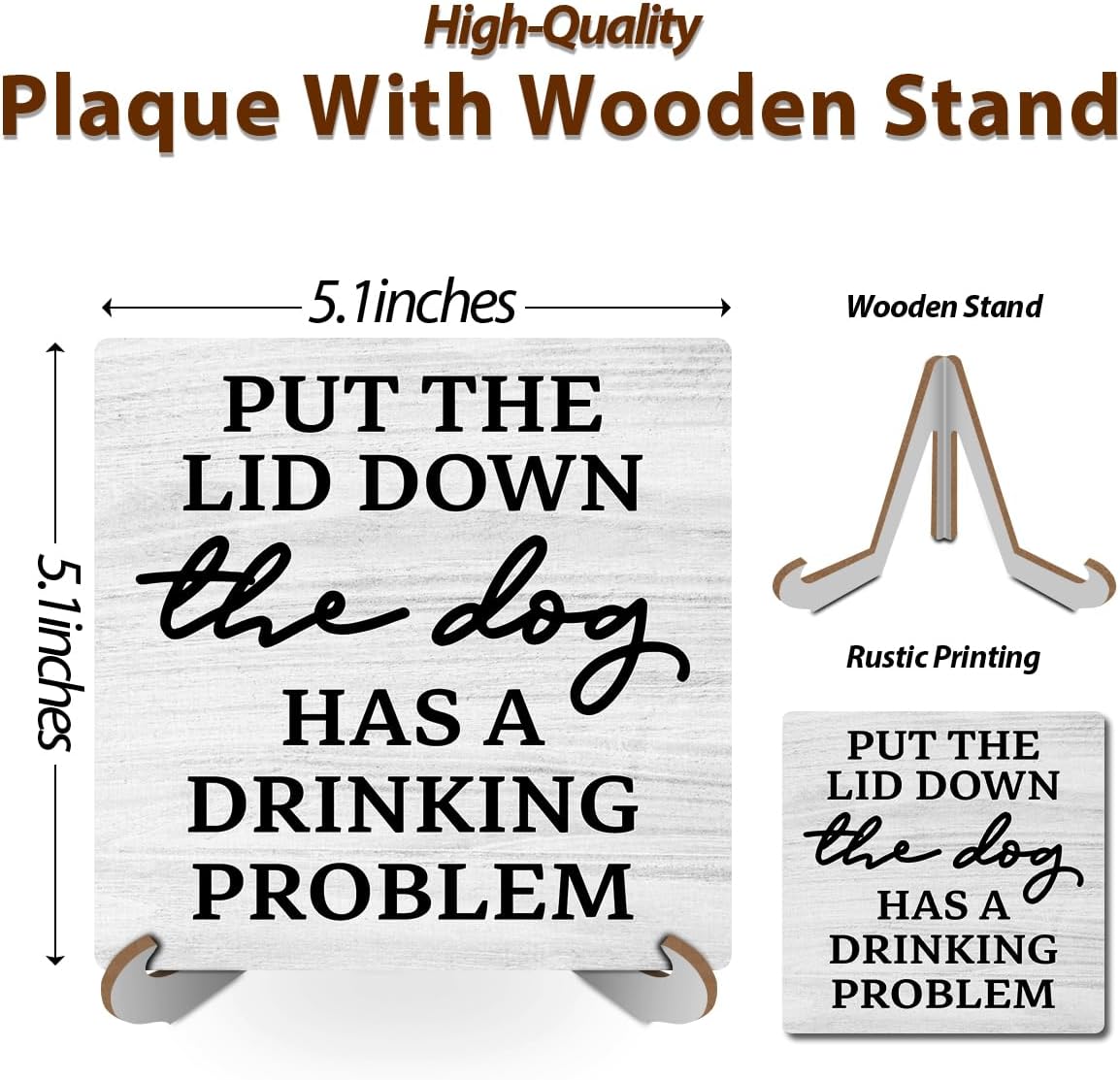 Funny Bathroom Decor Hello Bathroom Sign Dog Decor Desk Decor Wooden Plaque with Wood Stand Desk Accessories Cubicle Decor Cute Humor Rustic Country Wood Sign for Restroom Toilet Home Farmhouse Shelf