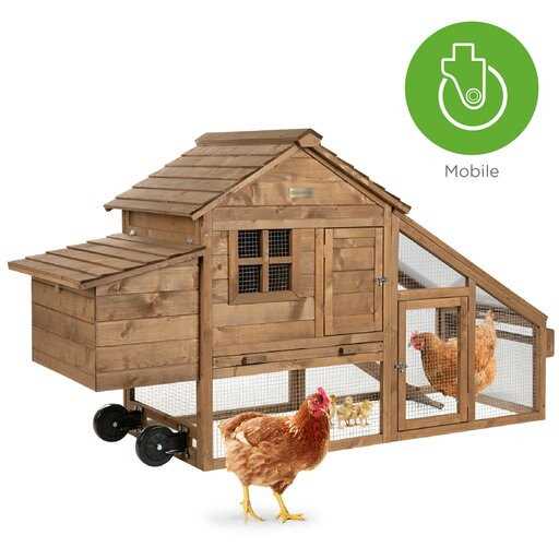 Tucker Murphy Pet 70In Mobile Fir Wood Chicken Coop Tractor Hen House W/ Wheels, 2 Doors, Nest Box, Removable Tray Tucker Murphy Pet - Pet Supplies online store