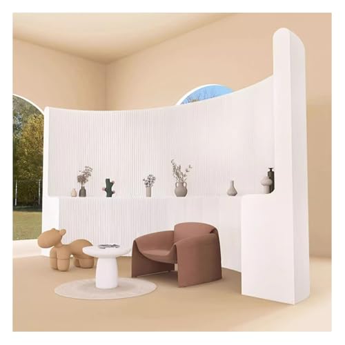 Room Dividers Folding Privacy Screen Partition Indoor Room Divider with Storage Shelves, Thickened Paper Panel Screen for Home and Office (Color : White, Size : 2~3mx2m)