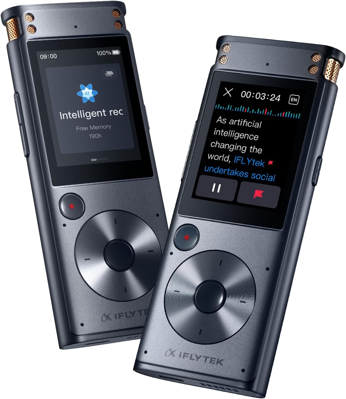 AI Voice Recorder, 100% Offline Voice Recorder with Playback, Transcribe & Summarize Function, 2-inch Touch Screen Audio Recorder Zoom Recorder Device for Lectures, Conference, Interview