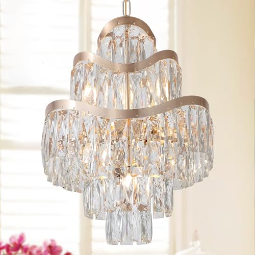 6-Tier Luxury Gold K9 Crystal Chandelier for Dining Room 7 Lights Pendant Chandelier Light Fixtures 16
