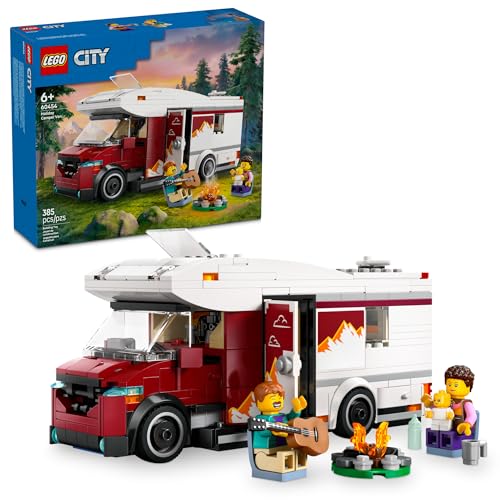 LEGO City Holiday Adventure Camper Van Building Toy Set - Vacation Toy for Kids, Boys and Girls, Ages 6+ - Gift for Birthdays - Includes 3 Minifigures and Accessories - 60454