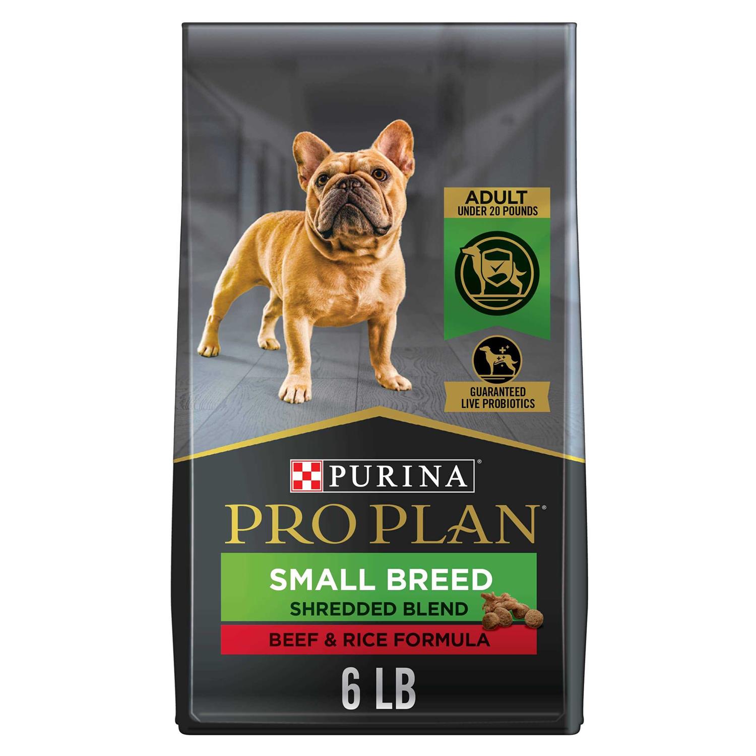 Purina Pro Plan High Protein Shredded Blend Beef & Rice Formula Small Breed Dry Dog Food - Pet Supplies online store