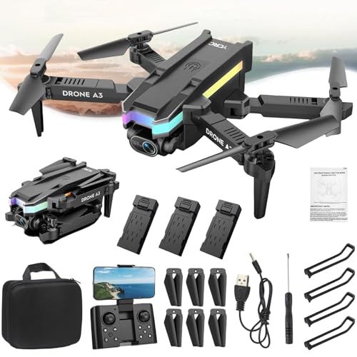 Drone with Dual 4k HD Fpv Camera - Newly Altitude Hold Headless Mode Start Speed Adjustment Camera Drone 4k, Take Pictures, Video, Real-Time Transmission Camera Image (Drone + 2 battery)