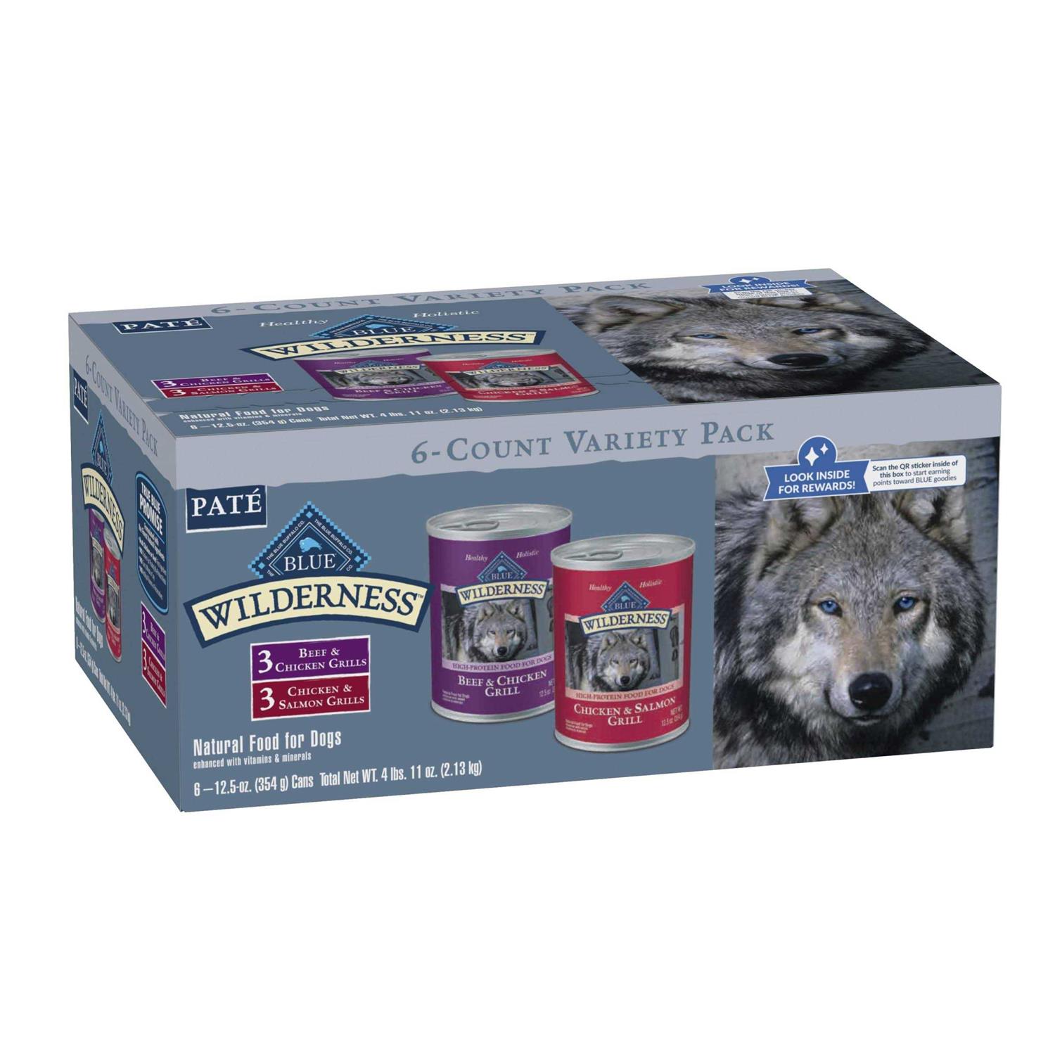 Blue Buffalo Wilderness High Protein Beef & Salmon Adult Wet Dog Food Variety Pack Grain-Free - Pet Supplies online store