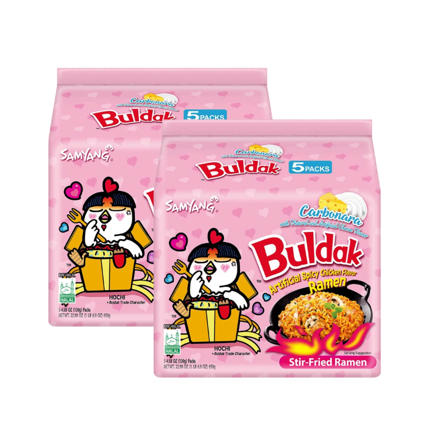SAMYANG Buldak Carbonara Hot Chicken Flavor Ramen, Stir Fried Instant Noodle 2-PACK 22.90 Oz (650 g)