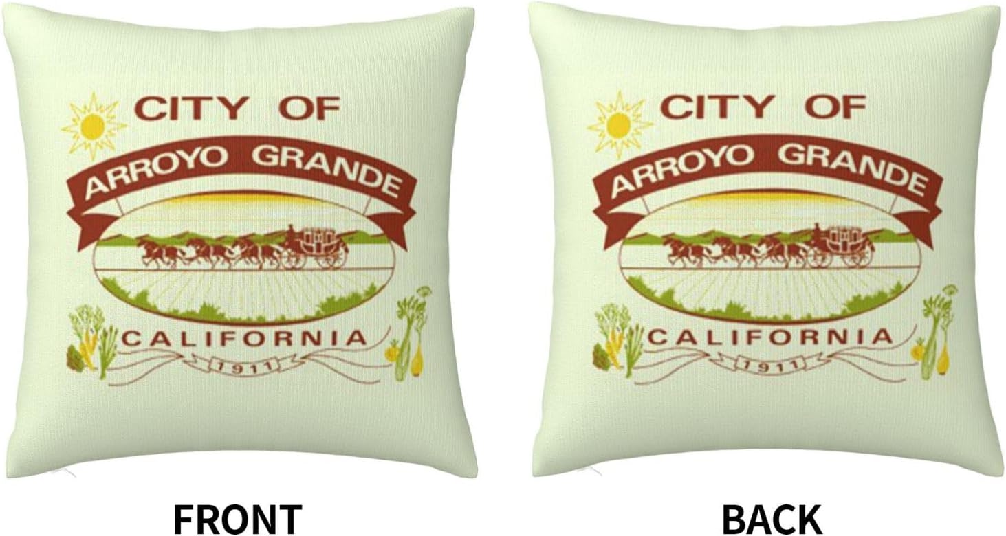 Flag of Arroyo Grande, California Throw Pillow Covers 18x18 Inch Double-Sided Plush Home Decor Pillow Cases Sofa Bedroom Living Room Pillow Cover
