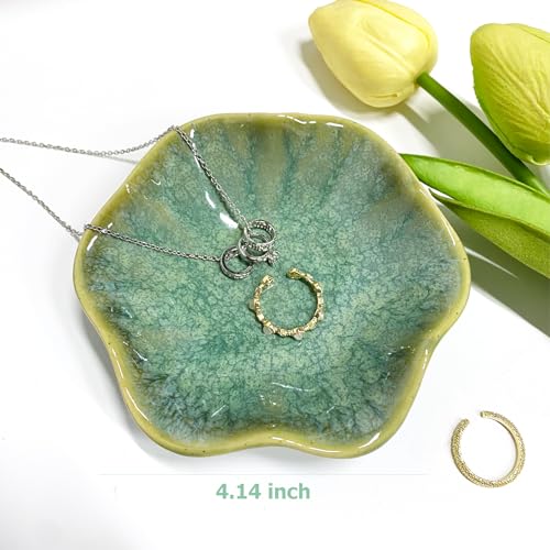 Ceramic Jewelry Dish, Leaf Jewelry Tray Key Tray, Jewelry Holder, Small Ring Dish Holder Jewelry Plate Trinket Tray Catchall Tray Nightstand Decor for Entryway Table Room Decor (Dark Blue)