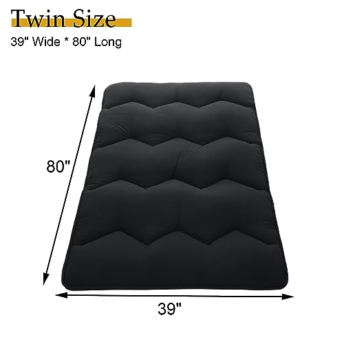 Foldable Japanese Futon Mattress, Full Size Floral Print Japanese Style Floor Mattress Roll Up, Tatami Mat, Camping Mattress Pad, Green Leaf