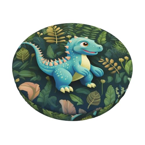 Cute Dinosaur Print Round Bar Chair Cushion Cover Suitable for Kitchen, Bar, Office, and Dining Chairs, 12 inch