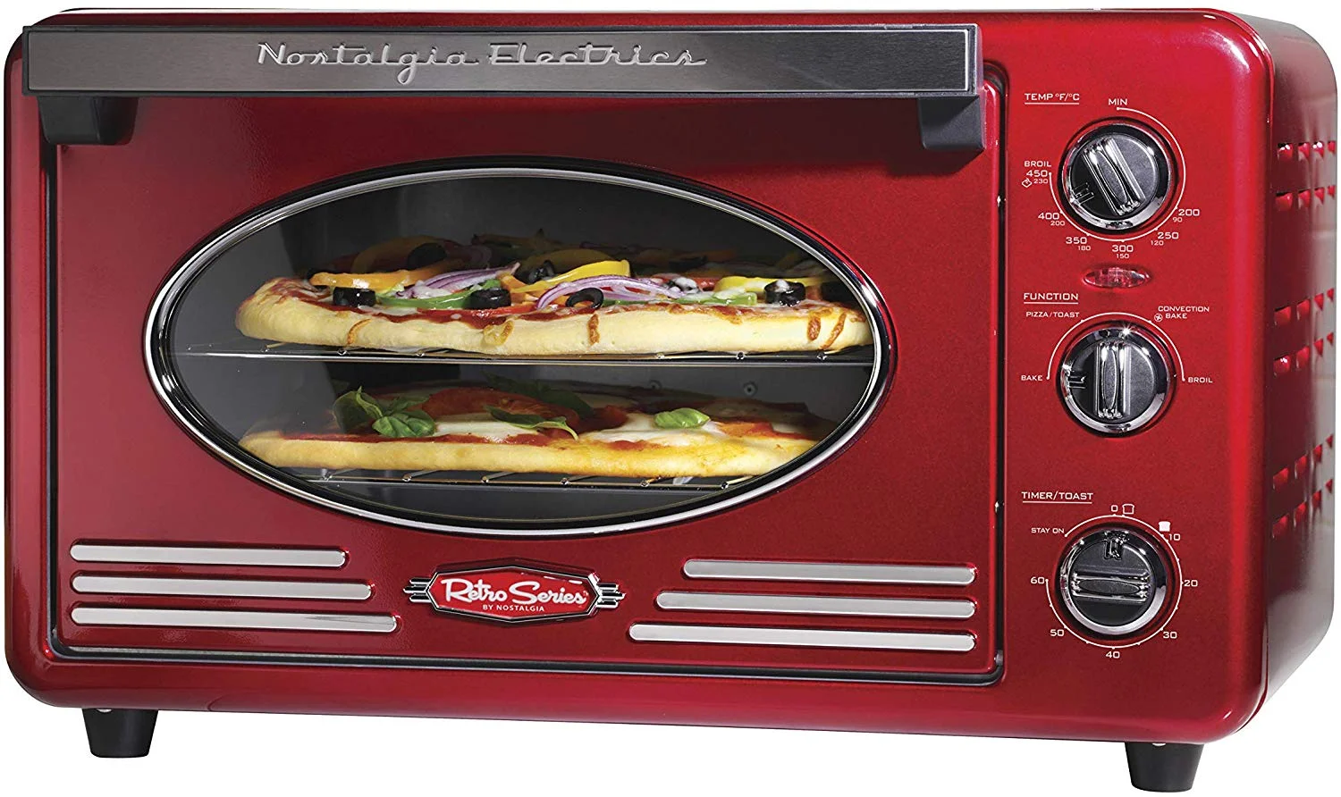 Nostalgia Electrics Retro 12-Slice Convection Toaster Oven, Retro Red