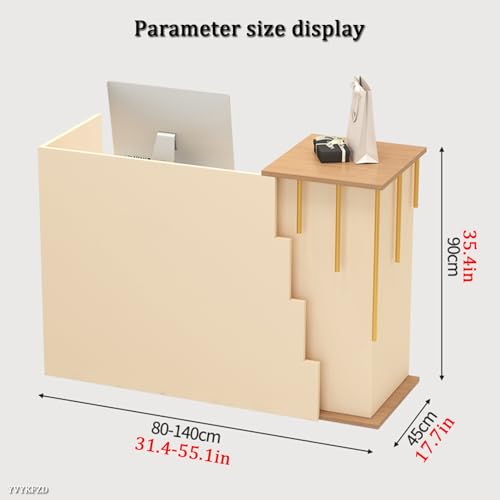 Reception Desk, Office Reception Counter Desk with Lockable Drawers, Wooden Front Desk Reception, Standing Retail Checkout Counter Table(Black Texture,31.4
