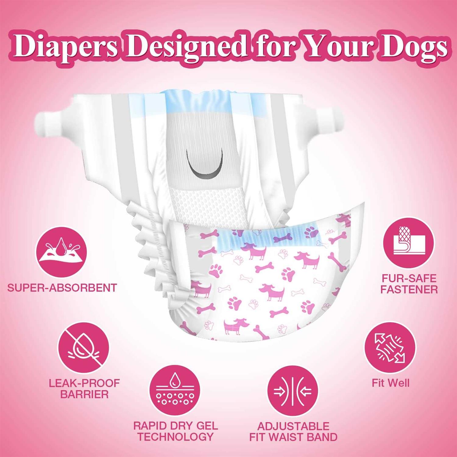 Dono Disposable Dog Diapers Female Super Absorbent Doggie Diaper Rapid-Dry Gel Technology Puppy Diapers - Pet Supplies online store