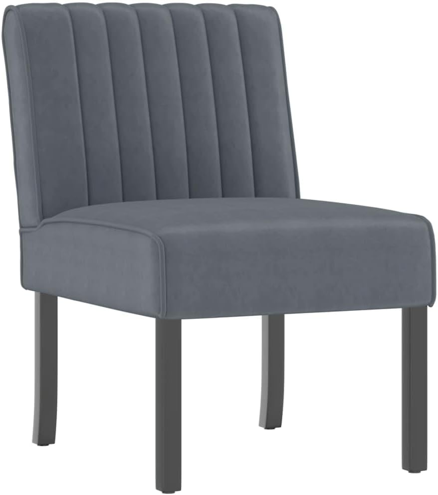 vidaXL Dark Gray Velvet Slipper Chair - Compact and Comfy, Upholstered Accents, Solid Wood and Plywood Frame with Sturdy Construction for Stability