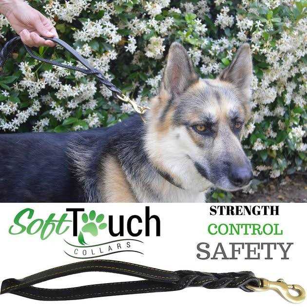 Soft Touch Collars 6 Foot Braided Leather Dog Leash with Traffic Handle, Two Handles for Training and Safety - Pet Supplies online store