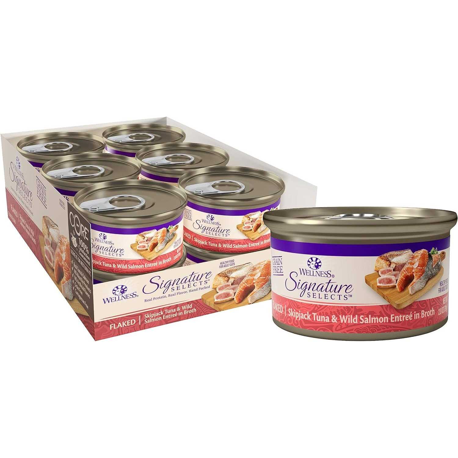 Wellness Signature Selects Grain Free Flaked Skipjack Tuna & Wild Salmon Entree Canned Cat Food - Pet Supplies online store