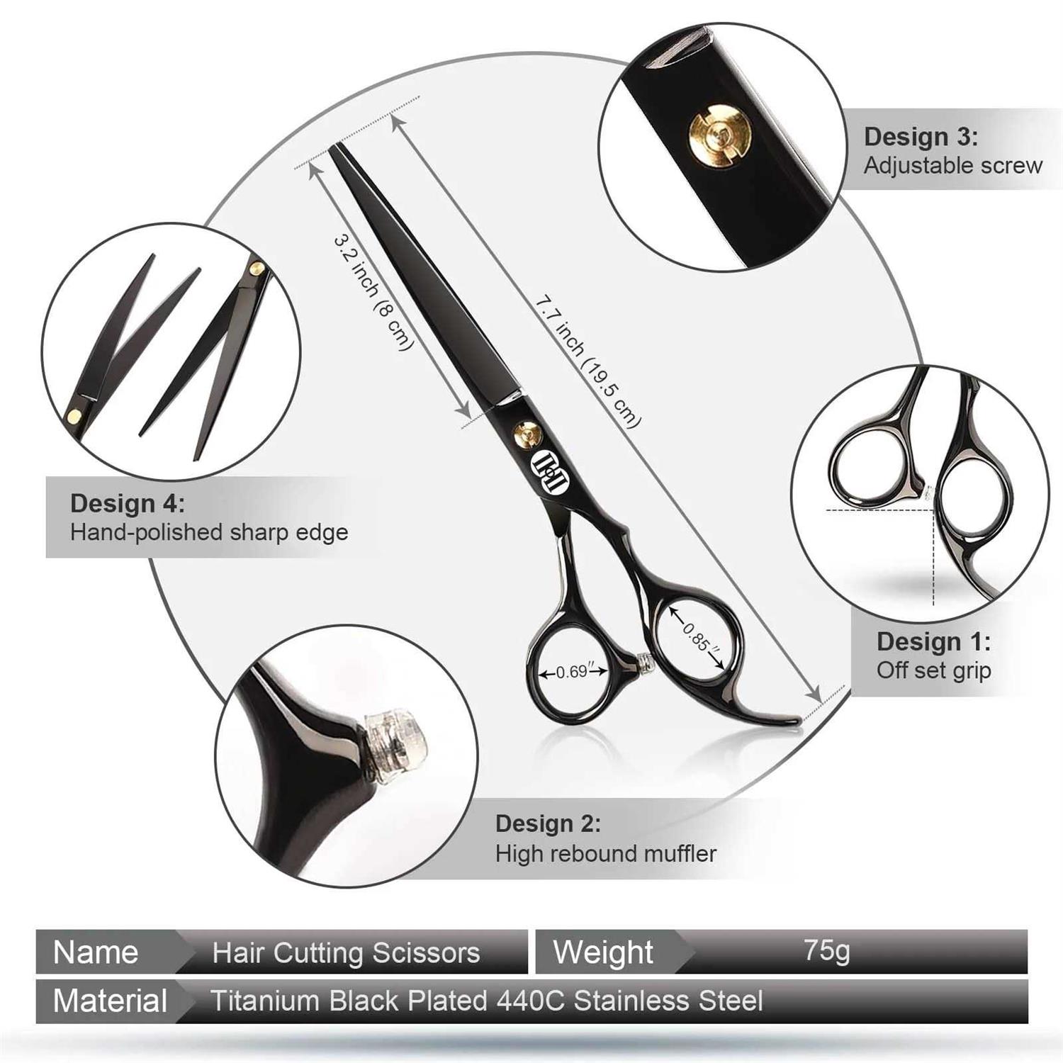 CIICII Dog Grooming Scissors Kit 7 Inch Professional Pet Grooming Scissors Set with Curved Scissors - Pet Supplies online store