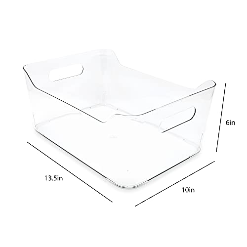 Isaac Jacobs 2-Pack Small Clear Storage Bins (9.4” x 6.7” x 4.1”) w/ Handles, Plastic Box Set, Home, Office, Fridge, Freezer, Kitchen, Pantry Organization Container, BPA-Free/Food Safe (Small, 2-Pack)