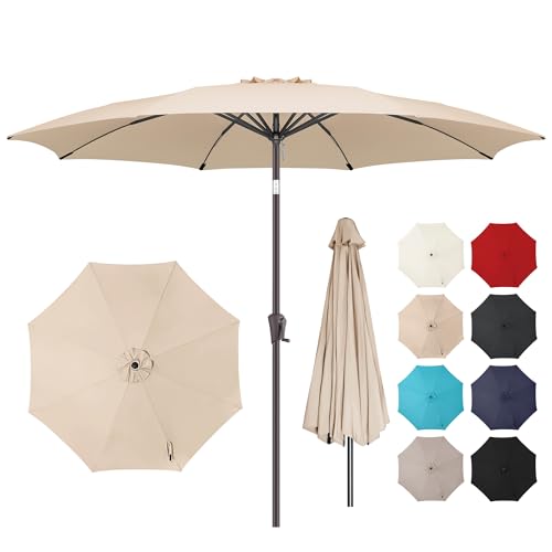9ft Outdoor Patio Umbrella - 2 Tiers Table Umbrella Waterprool UV Protection, Sombrillas de Patio with Push Button Tilt&Crank, Sun Umbrella for Pool, Porch, Garden, Backyard(Sky Blue)