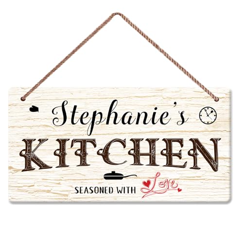 Personalized custom wood door signs with custom name vintage style. Dad's or Mom's Kitchen, Interior Furniture Hanging Door Signs Decorations, Homemaker, Chef Indoor Doilies, Wall Hanging Signs 