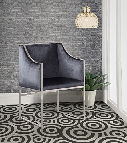 Rowan Modern Contemporary Steel Frame Velvet Accent Chair, Brown