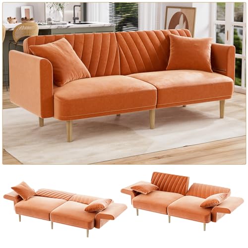 Velvet Futon Sofa Bed, Futon Couch, Small Sofa 75.3