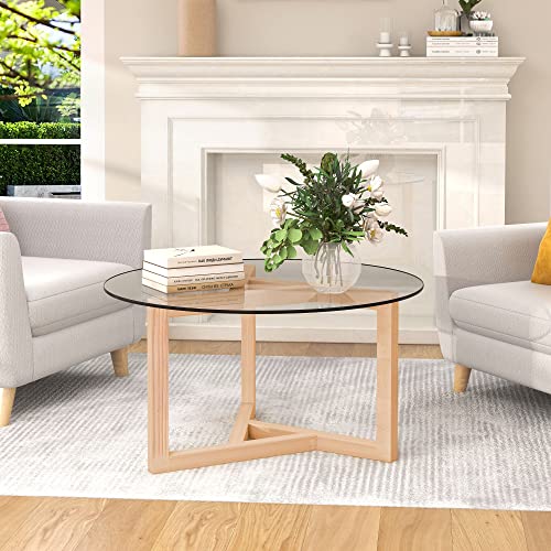 RUNNA Modern minimalist coffee table, solid wood coffee table, Nordic style coffee table, simple design, suitable for both home and office (Black~016)