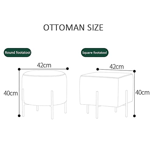 Luxurious Plush Sofa Footrest,Modern Round Velvet Footstool,Small Entryway Shoe Stool for Living Room Bedroom Vanity Stool,Soft Upholstered Ottoman-Square Beige 42x42x40cm(17x17x16