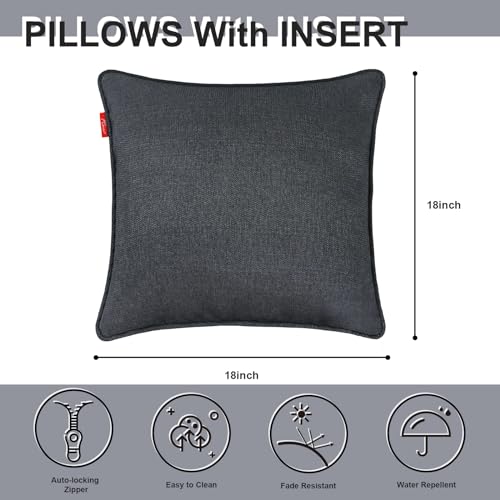 Pcinfuns Outdoor Lumbar Pillows 20x12 inch,Outdoor Patio Furniture Throw Pillows with Inserts,Decorative Pillows for Garden Couch Home Sofa Office Chair,2 Pack,Blue Grey