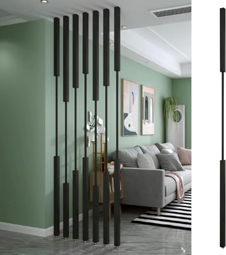 Room Screens Partition Column, Black Standing Wall Partition Column, Modern Room Separation Decor, Room Divider Screens Post/Room Separation with Height Adjustable Base
