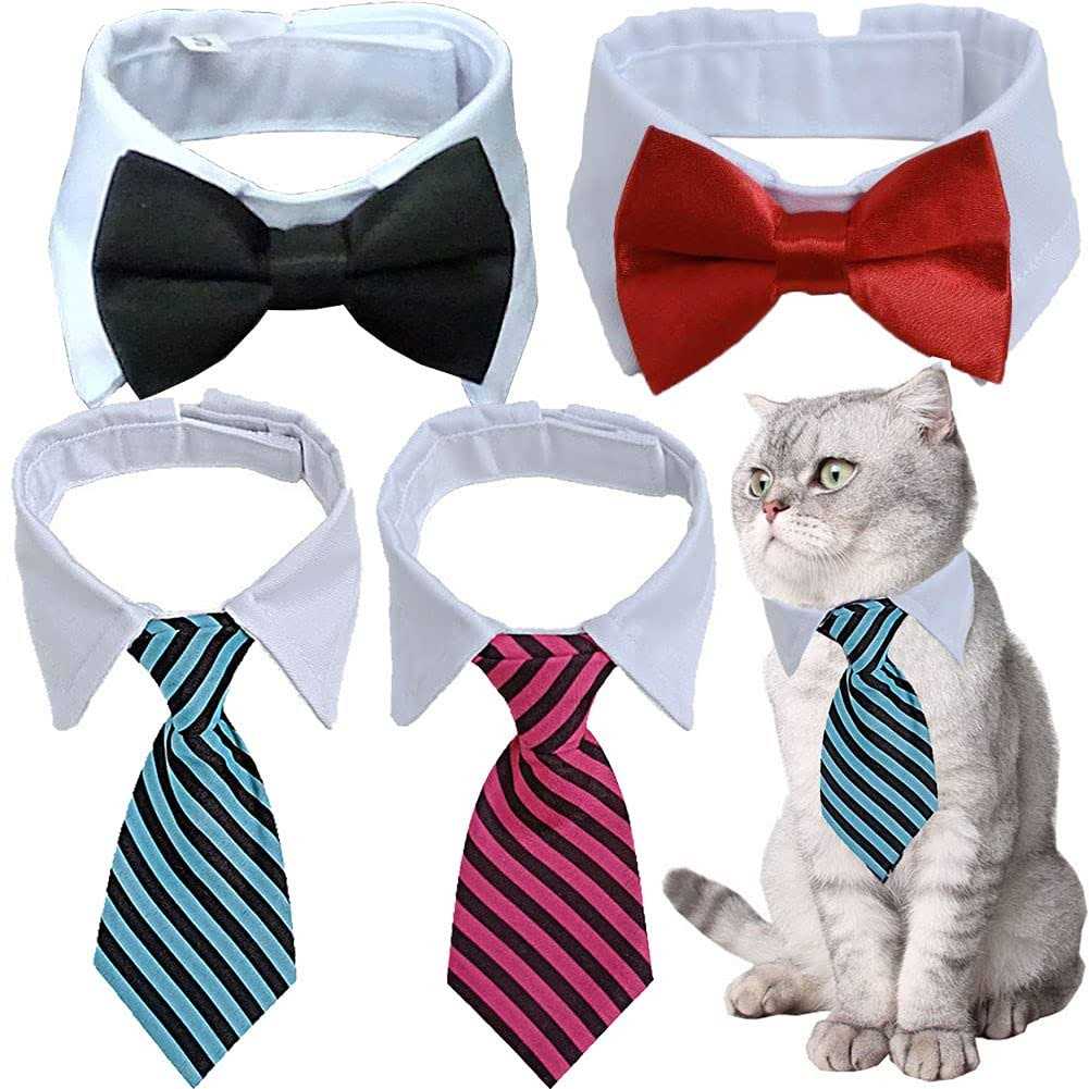 4 Pieces Pets Dog Cat Bowtie Pet Costume Adjustable Formal Necktie Collar for Cats Small Dogs Puppy Grooming Accessories - Pet Supplies online store
