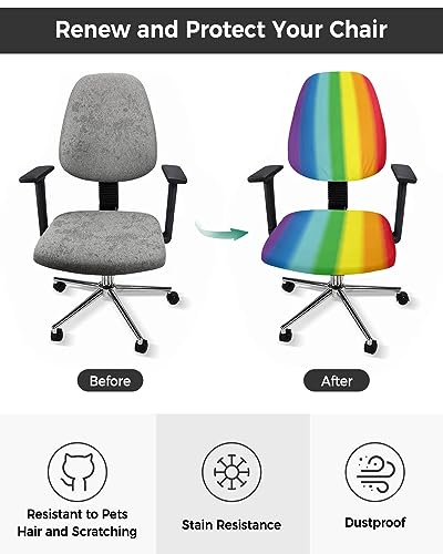 Office Chair Cover, Dinosaur with Moroccan Texture Orange Gradient Computer Office Chair Covers, Universal Elastic Stretchable Rotating Chair Slipcover, Removable & Washable Chair Protector