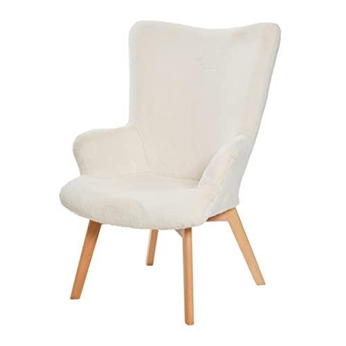 Creative Co-Op Plush Wingback Chair, Light Brown