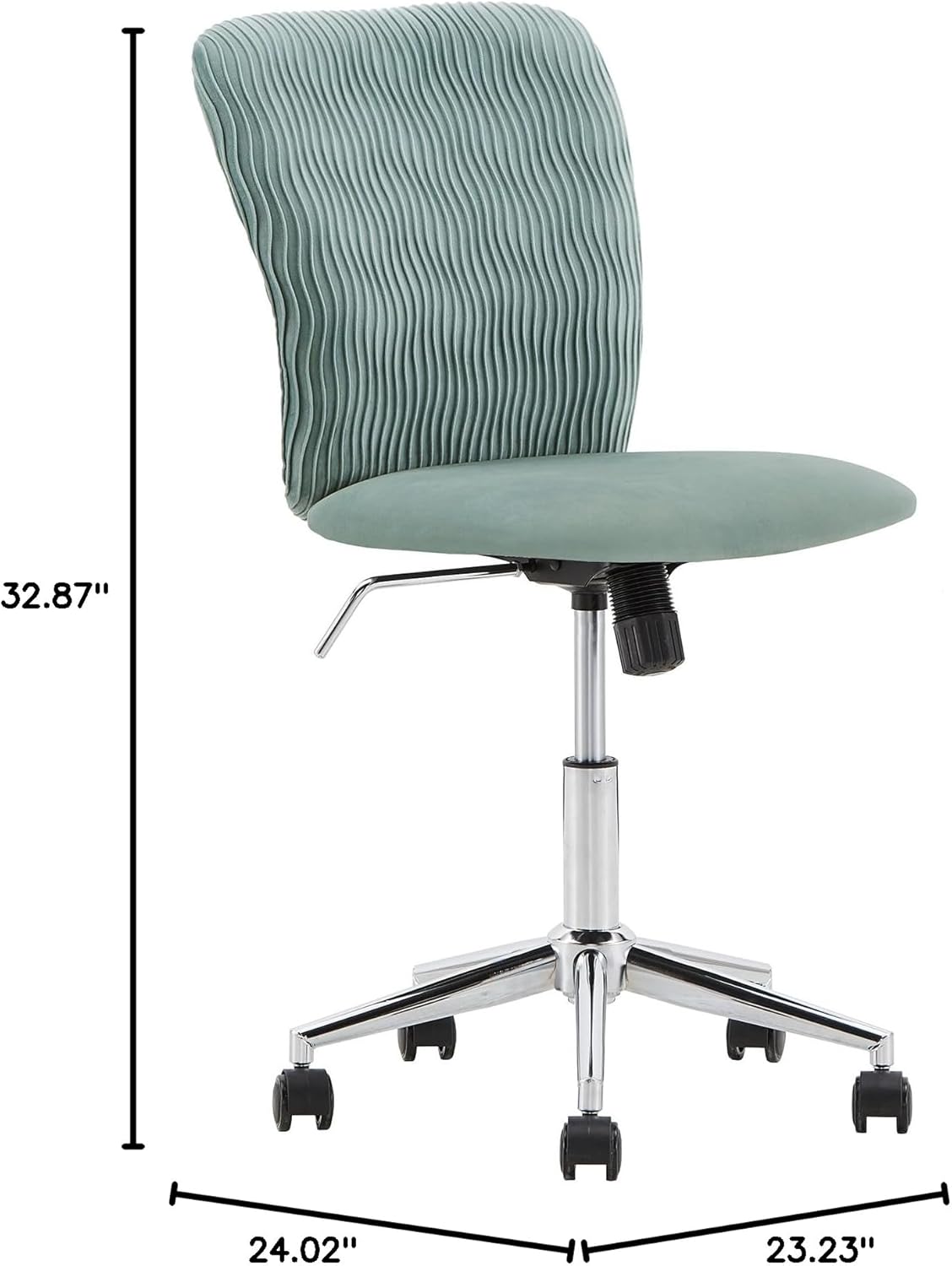 Inspire Q Lorelei Velvet Wave Pattern Office Chair by Bold Teal