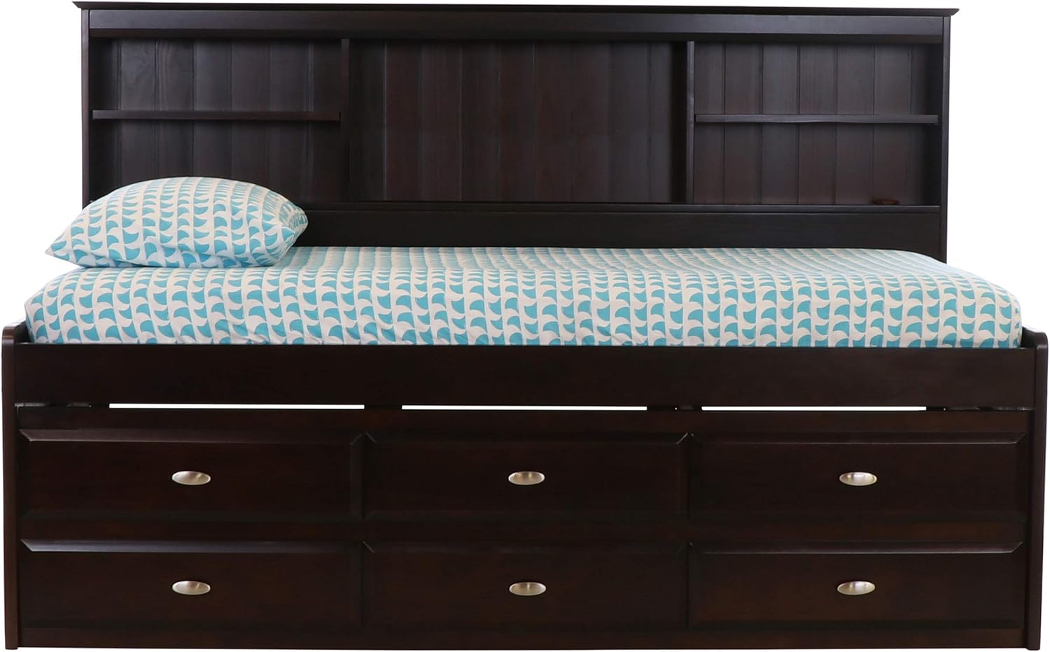 Discovery World Furniture Twin Daybed with 6 Drawers, Desk, Hutch and Chair in Espresso Finish