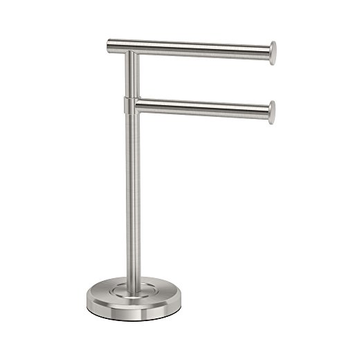 Gatco 1472SN Latitude II Minimalist Bathroom Counter Top 2-Arm Pivot Hand Towel Holder, 12