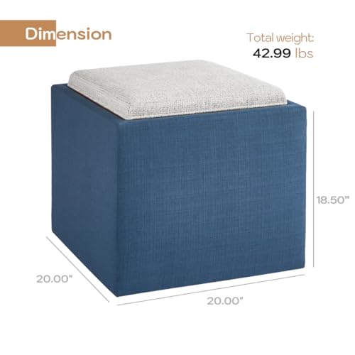 All Navy Blue Teddy Storage Ottoman, 18.5