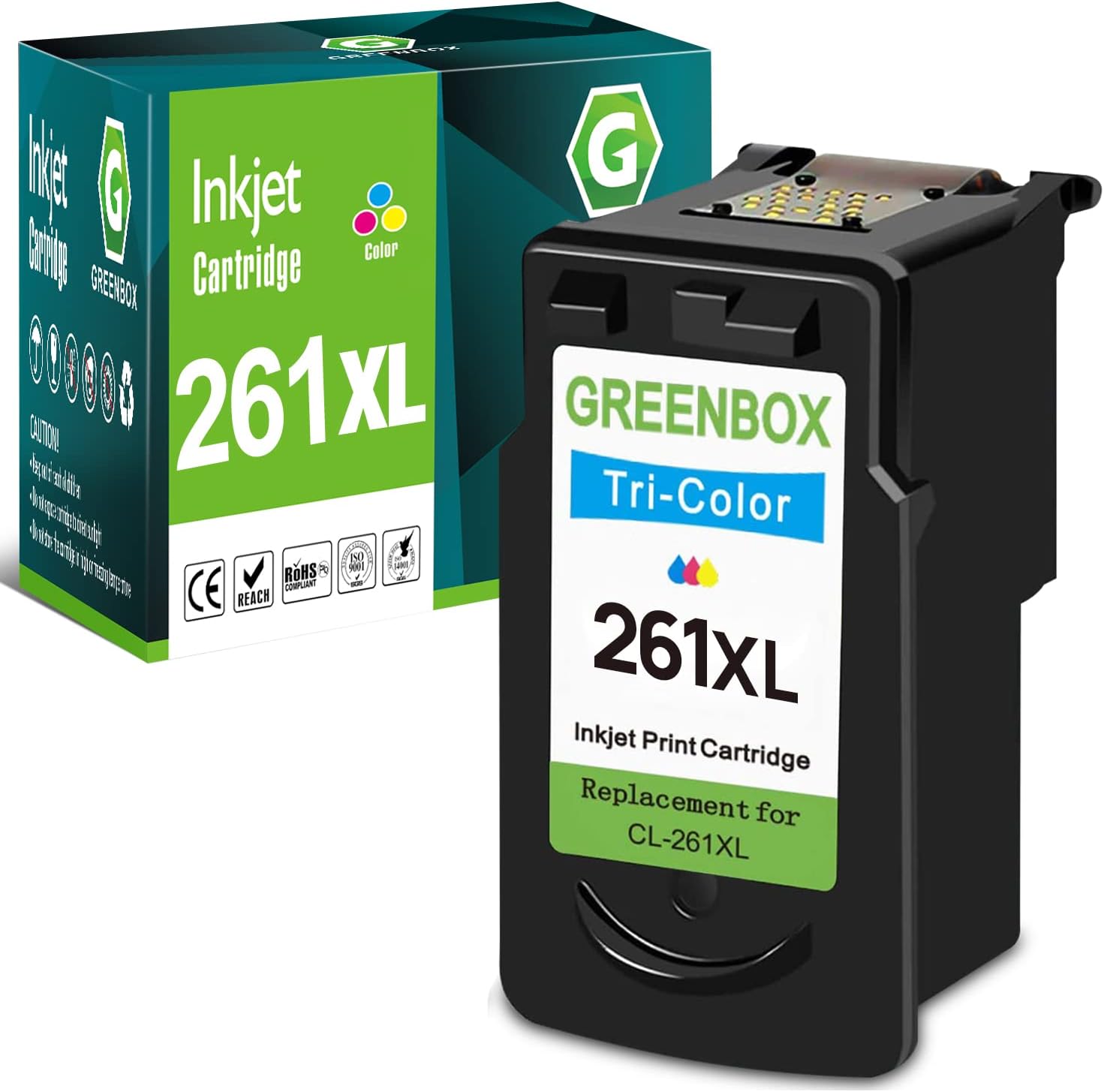 GREENBOX 261 261XL Ink Cartridge Remanufactured Replacement for Canon CL-261XL Ink Cartridges,High Yield,Compatible PIXMA TS6420 TS5320 TR7020 All in One Wireless Printers (1 Tri-Color)